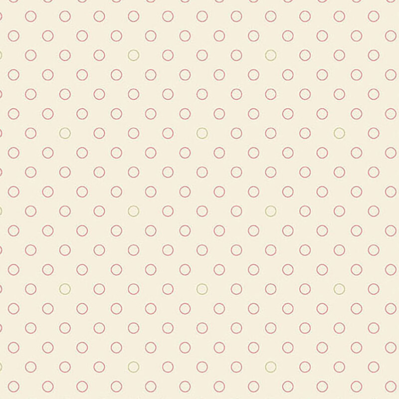 A light cream fabric with small, evenly spaced red and tan rings
