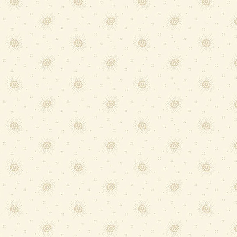 Off white fabric with small florals and tiny pin dots over the background