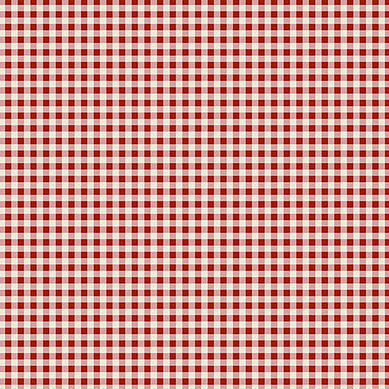 Red and cream gingham print fabric