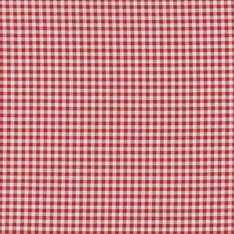 Red and cream gingham print fabric