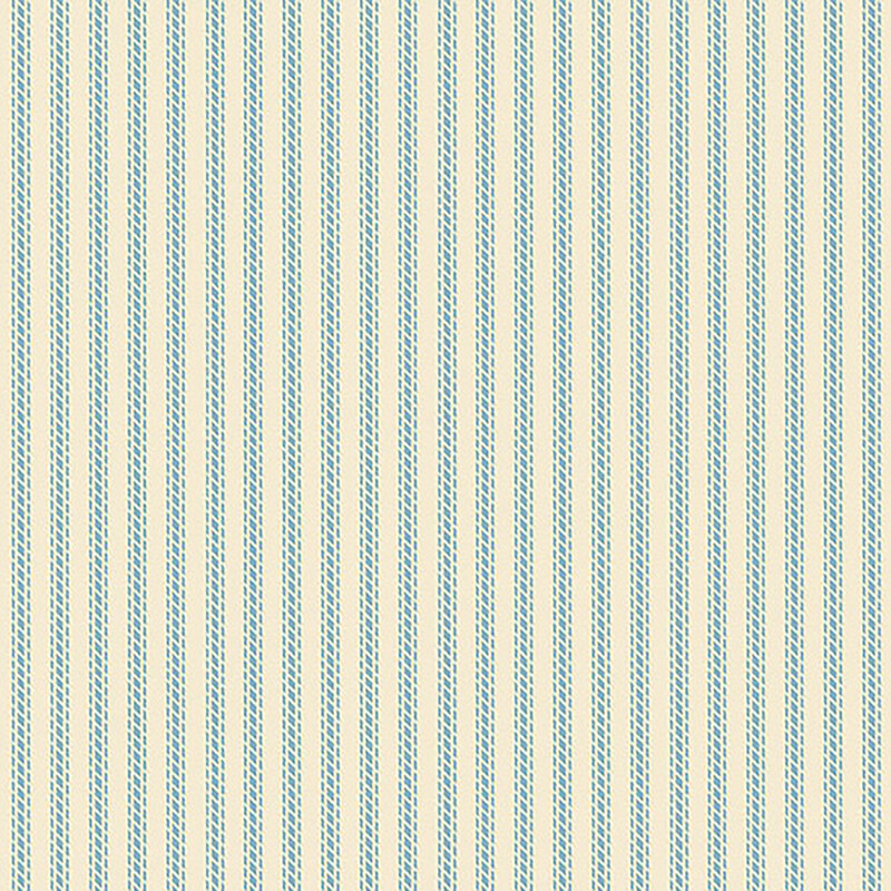 Light cream fabric with pale blue geometric stripes