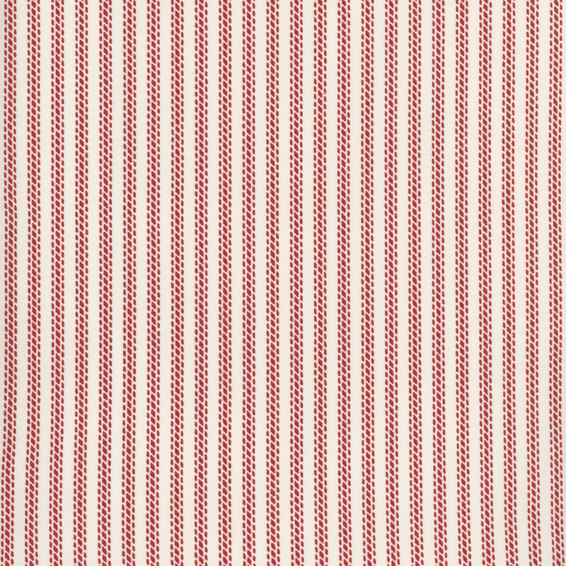 Light cream fabric with small red geometric stripes