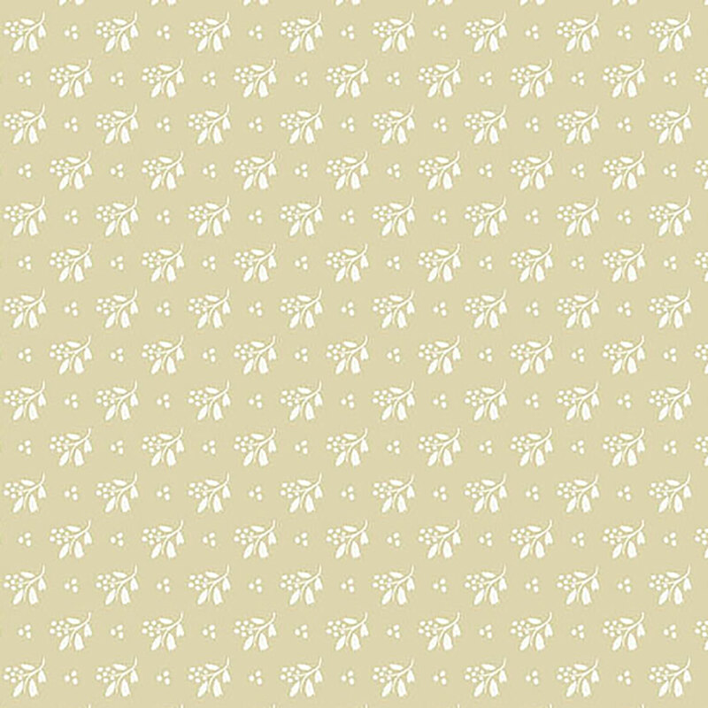 Light cream fabric with small white floral clusters all over