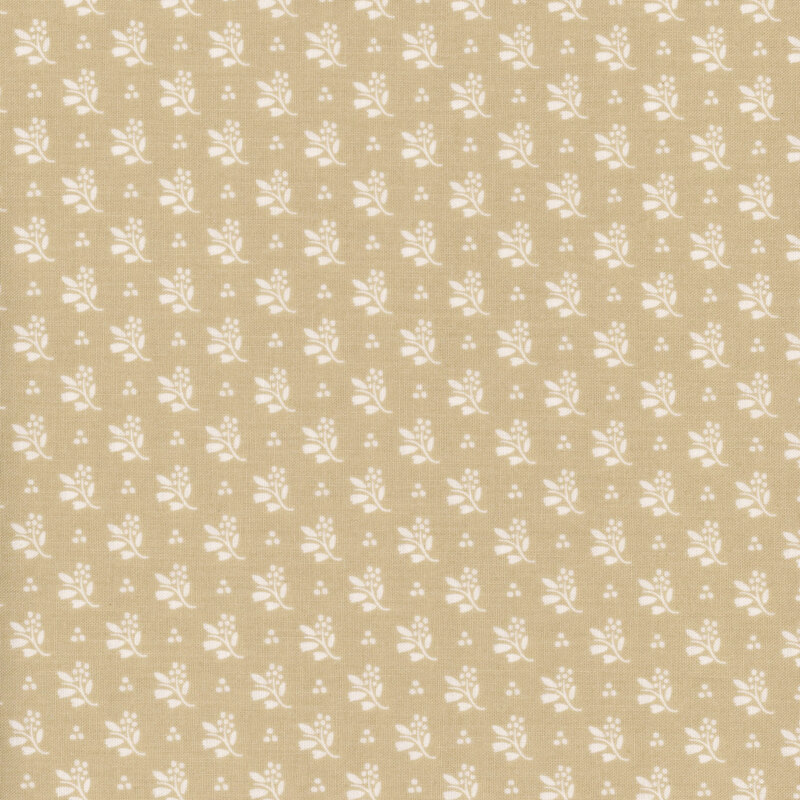 Light cream fabric with small white floral clusters all over