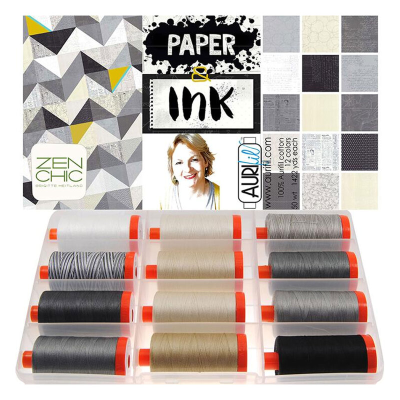 Image of Paper and Ink 12pc thread set showing product packaging and thread on a white background