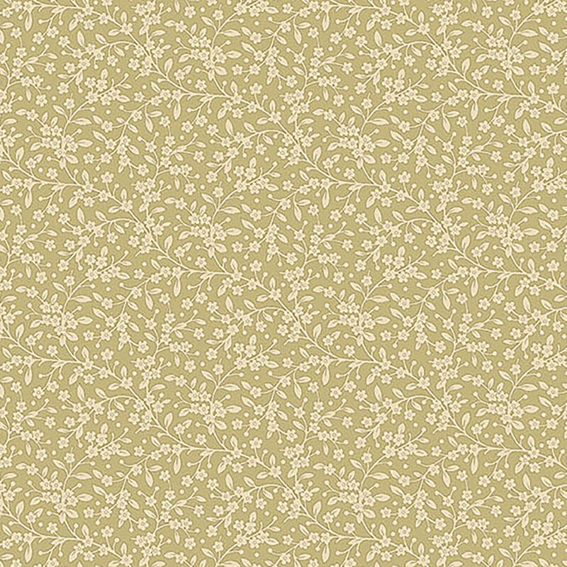 Light tan fabric with light leaves and vines against a tan background.