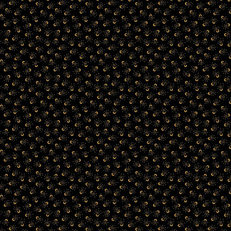 Black fabric with small brown intricate designs throughout