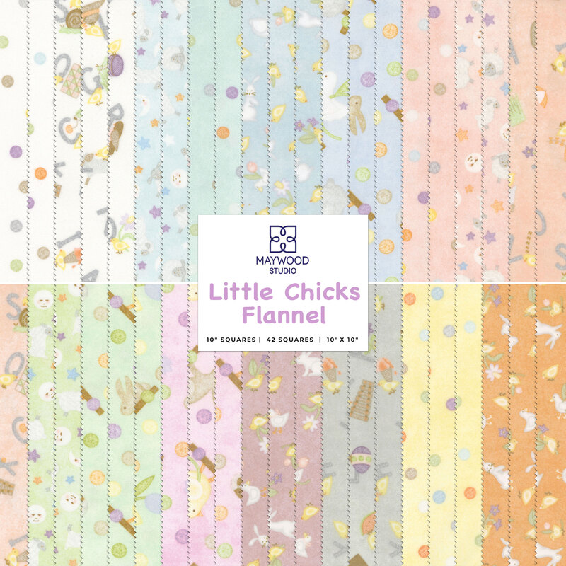 Collage of fabrics in Little Chicks Flannel 10