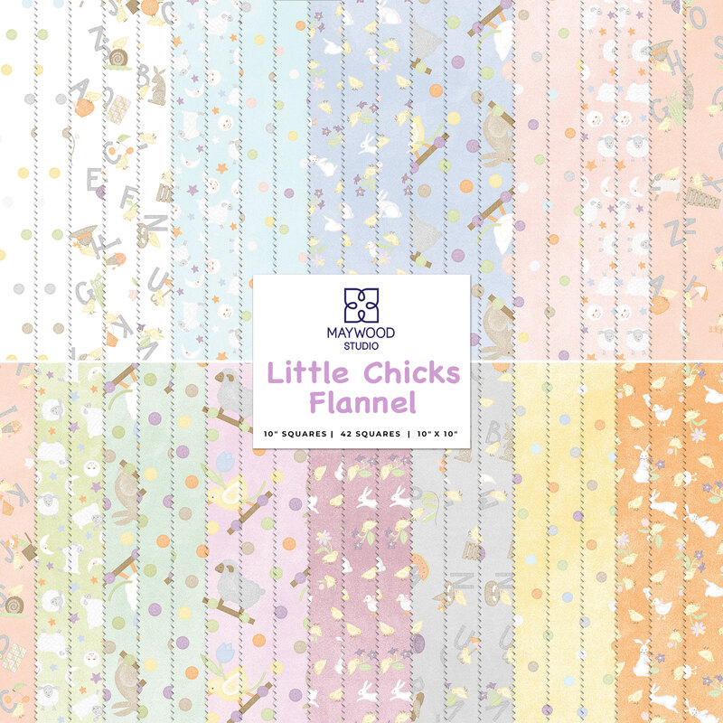 Collage of fabrics in Little Chicks Flannel 10