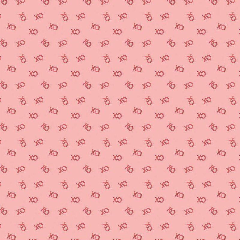 Light pink fabric with red, ditsy 