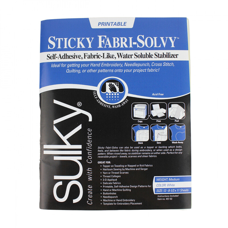 The Sticky Fabri-Solvy in its packaging, isolated on a white background.