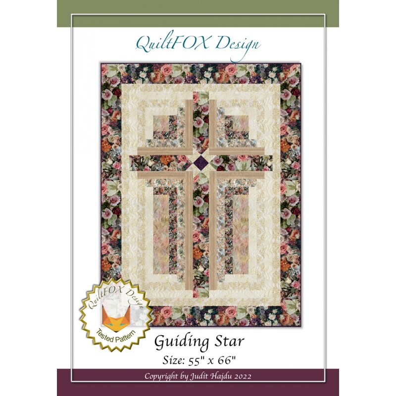 Front cover of the pattern featuring the completed quilt on a white background. 