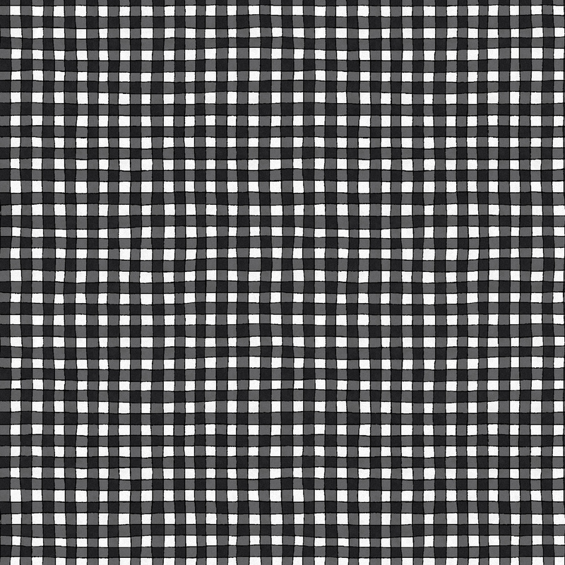 Black and white fabric with small, chunky checkered print