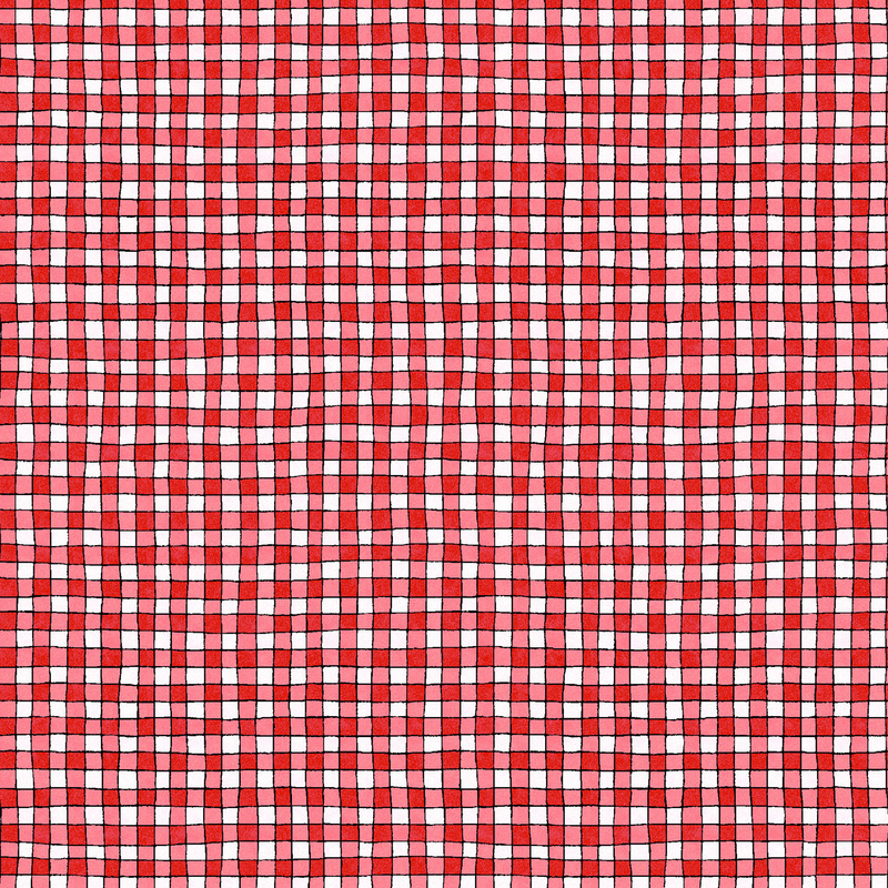 Red and white chunky checkered print fabric