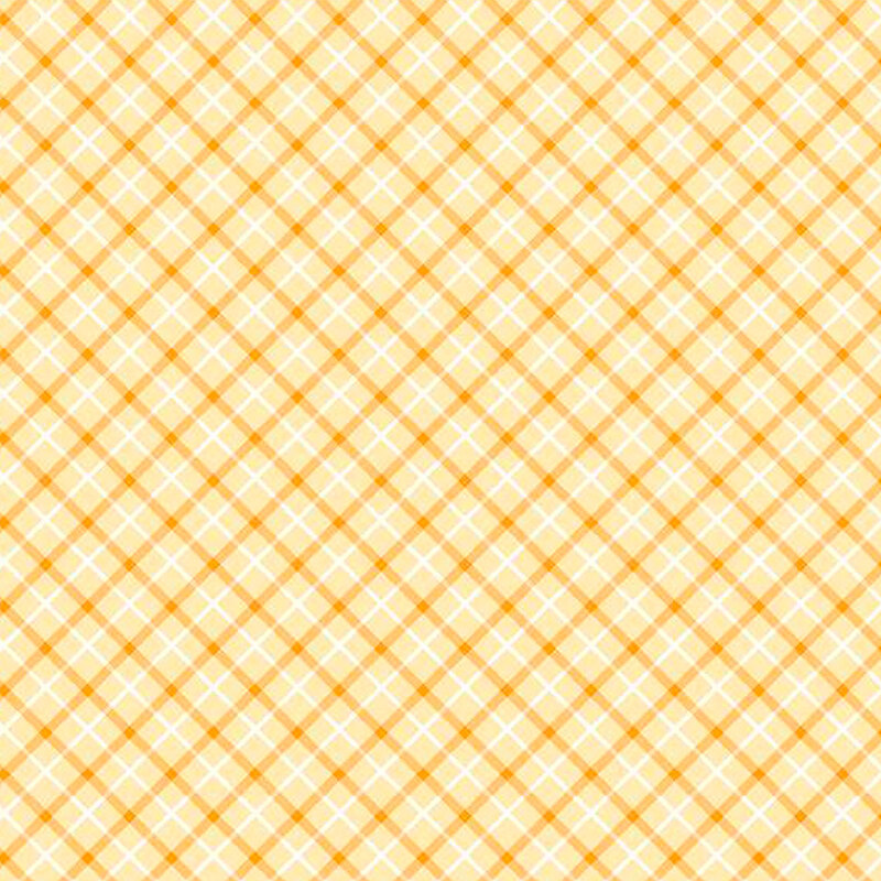 Yellow and white diagonal plaid fabric