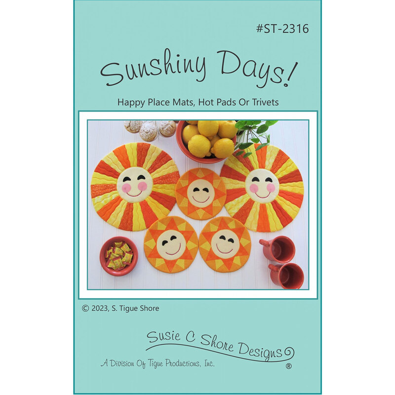 front of the sunshiny days pattern showing the completed projects