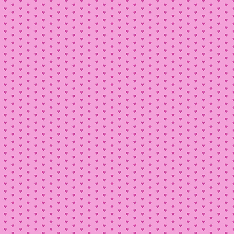 Light pink fabric with a pattern of mini dark pink hearts