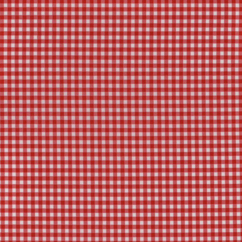 red and white mini gingham fabric