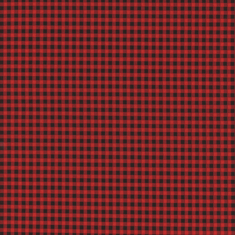 black and red mini gingham fabric