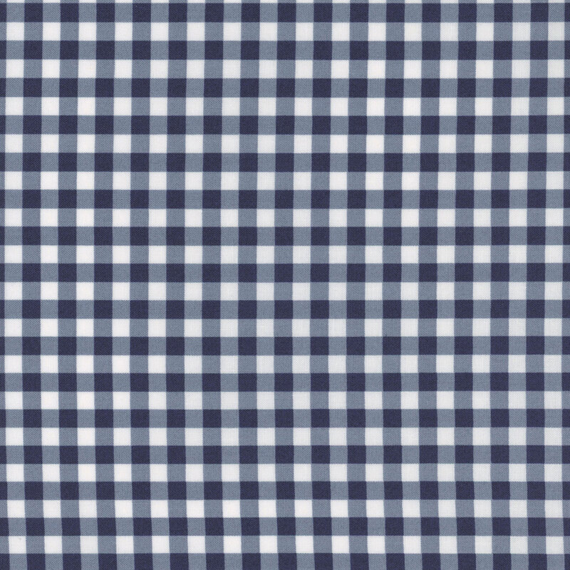 navy and white gingham fabric