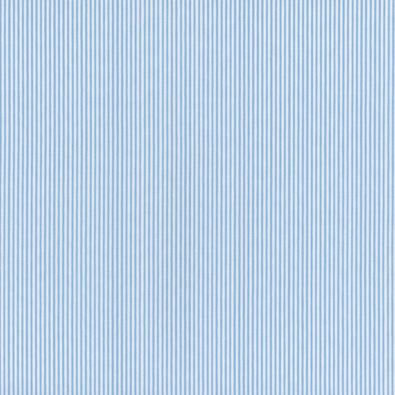 White fabric with alternating baby blue pinstripes