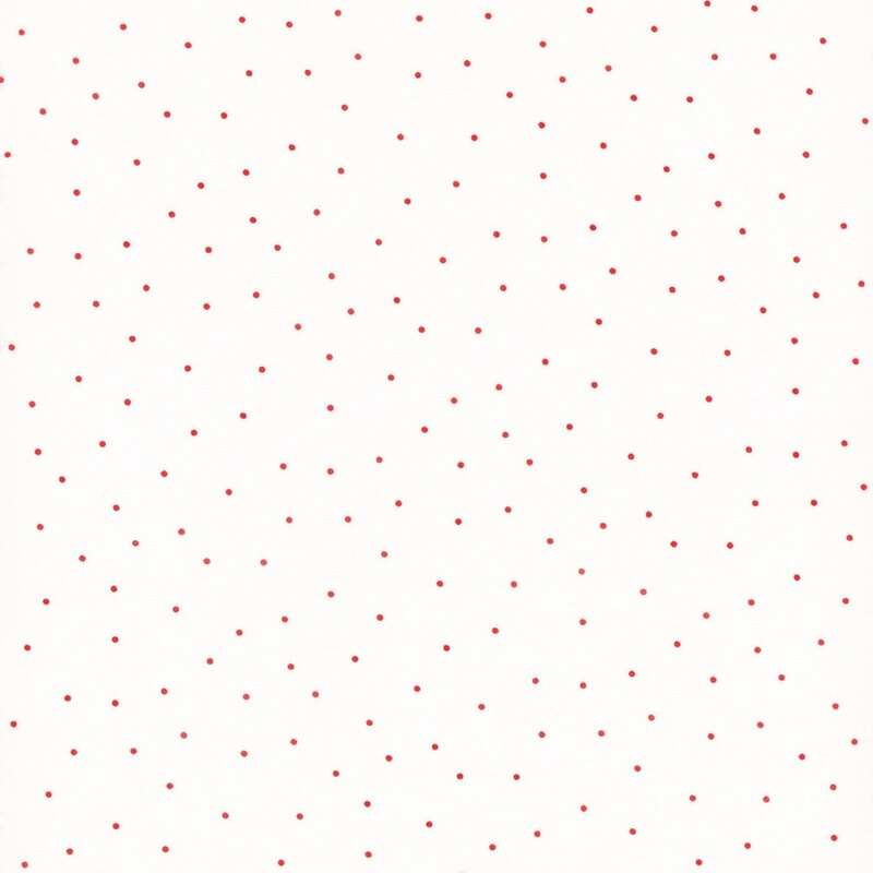 White fabric with mini red scattered dots