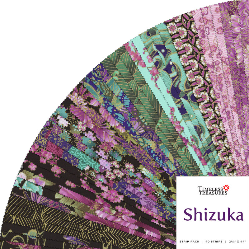 A fanned collage of fabrics included in the Shizuka 2-1/2