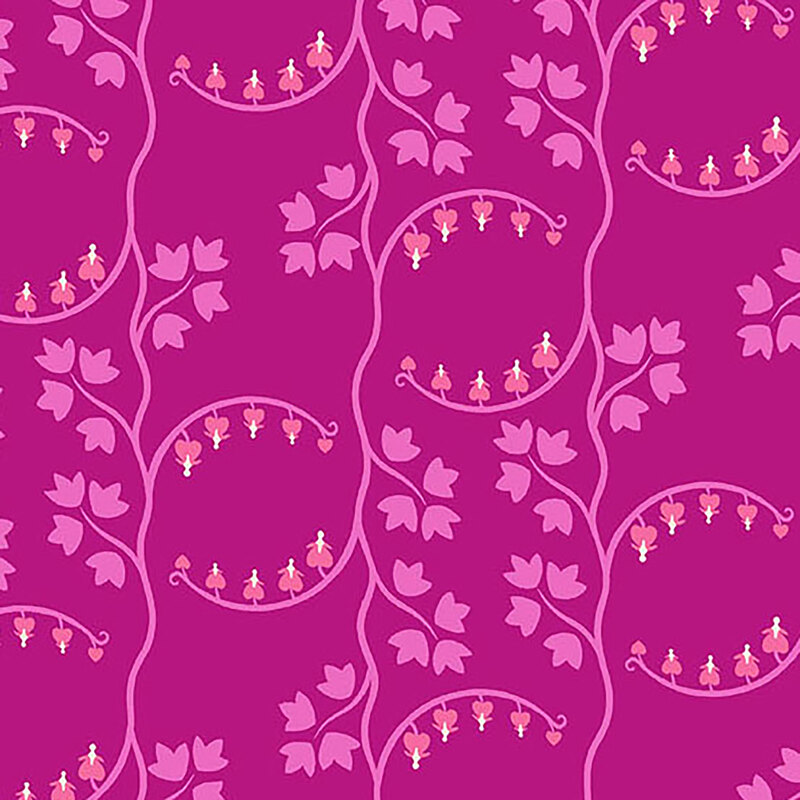 Deep purple fabric with small purple vines throughout