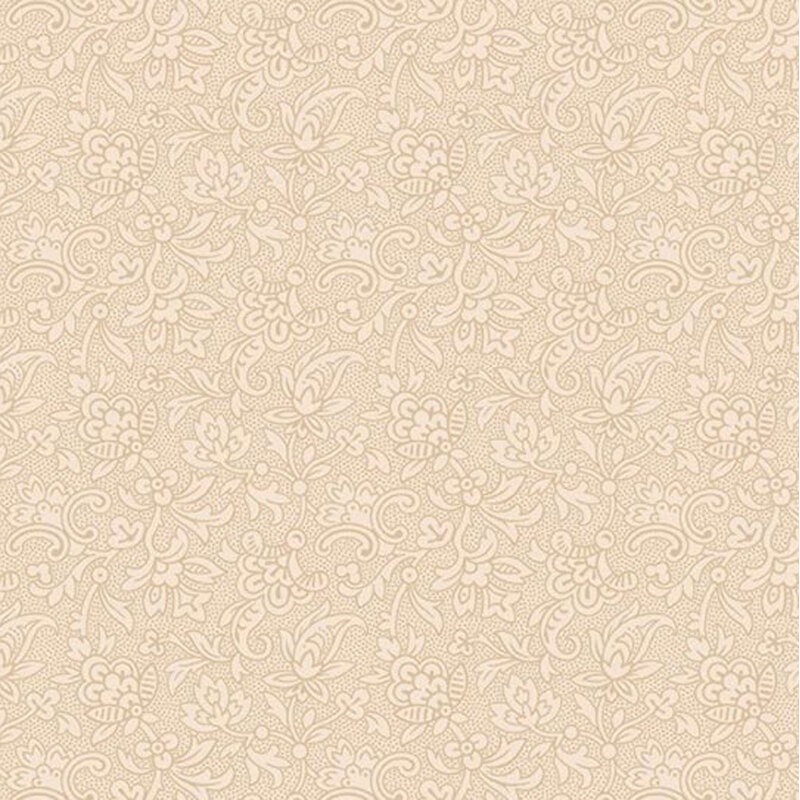 Cream fabric with an intricate floral design