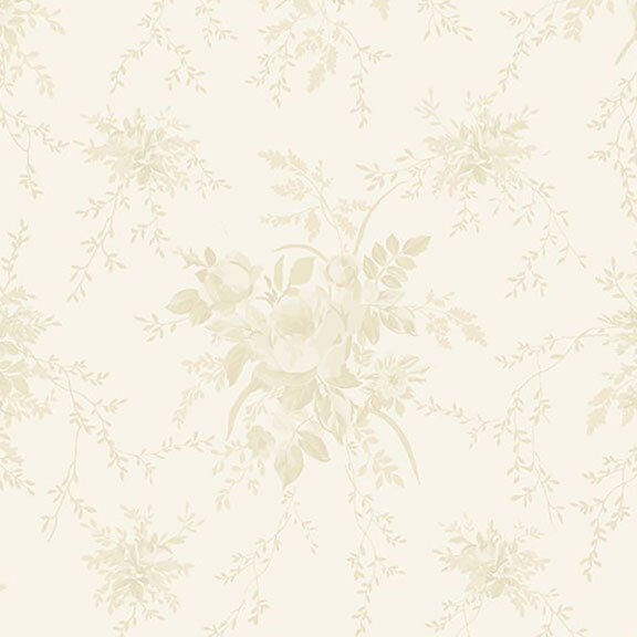 Cream fabric with floral rose pattern 