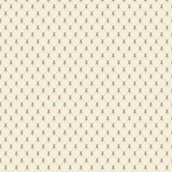 Cream fabric with lattice rose pattern