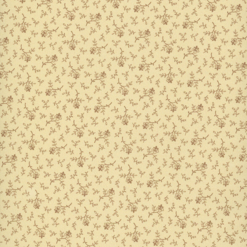 tonal cream fabric featuring rotating roses with long stems and elegant leaves