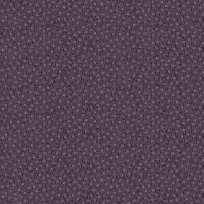 purple textured fabric with tiny gear-like flowers 