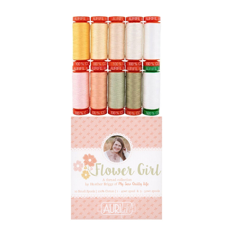 The Flower Girl thread set and the packaging, isolated on a white background