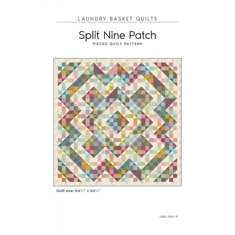 Front cover of the Split Nine Patch pattern, showing a digital mockup of the finished quilt on the cover.