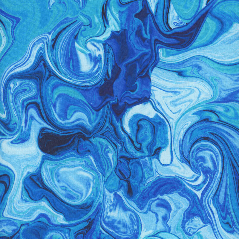 marbled blue and teal fabric