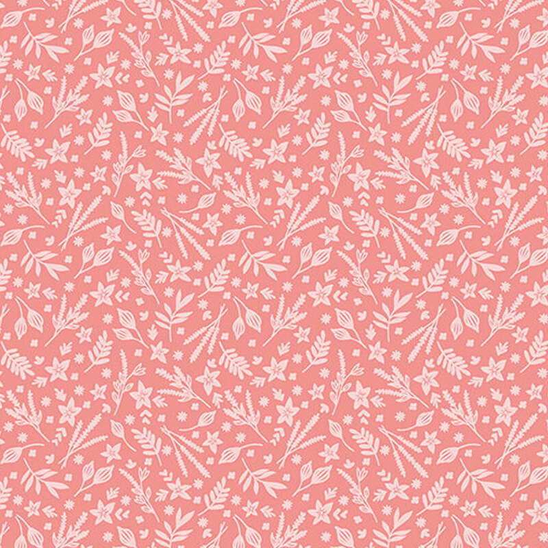 pink fabric with light pink foliage pattern 
