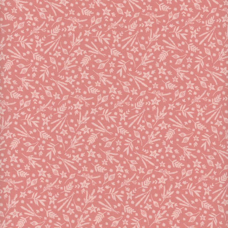 pink fabric with light pink foliage pattern 