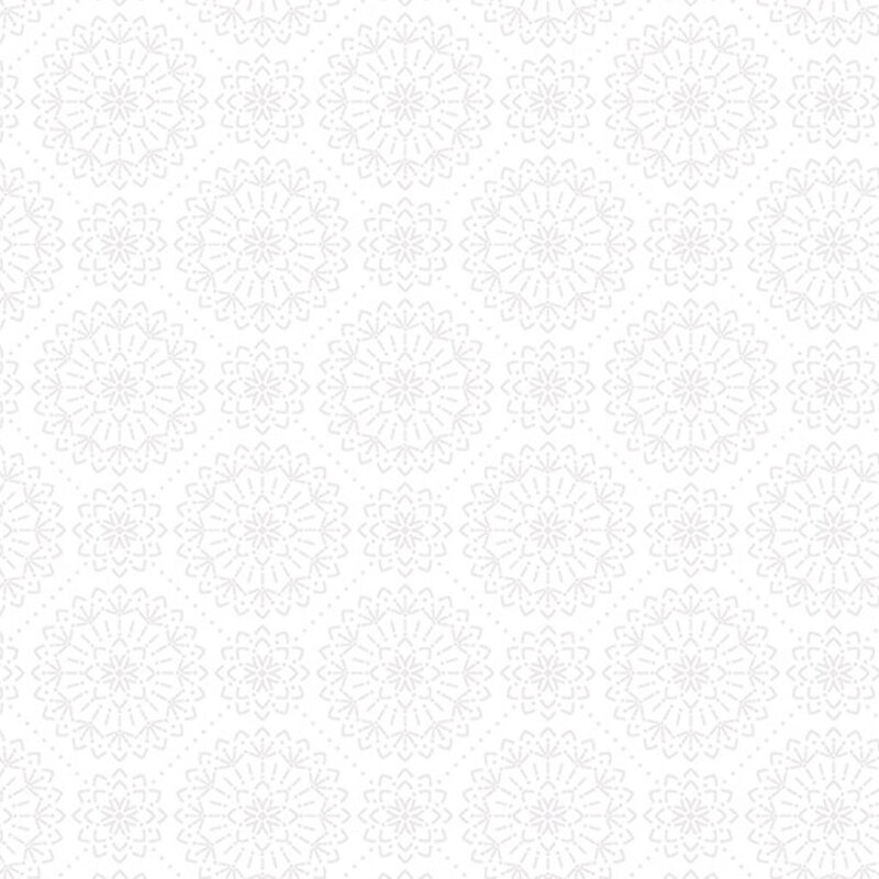 White fabric with grey damask pattern