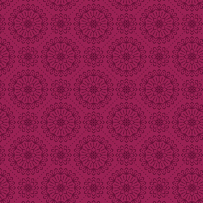 Magenta fabric with wine red damask pattern
