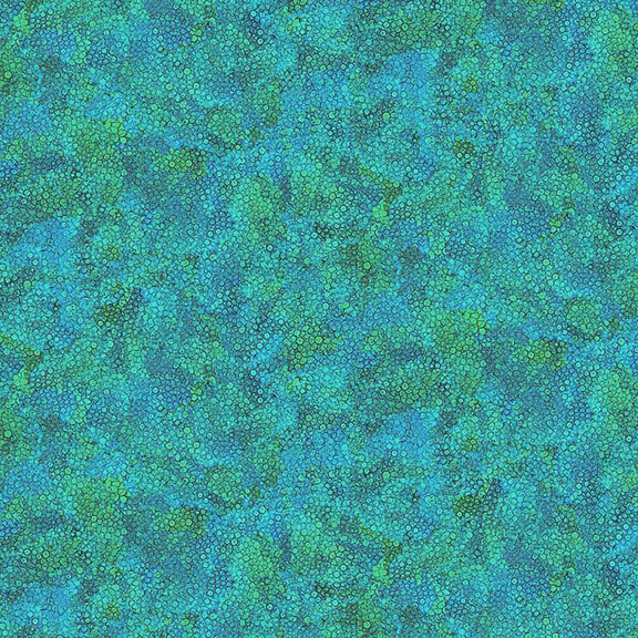 Aqua blue digital print with a green tinted dot pattern
