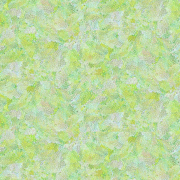 Green digital print with multicolored dot pattern