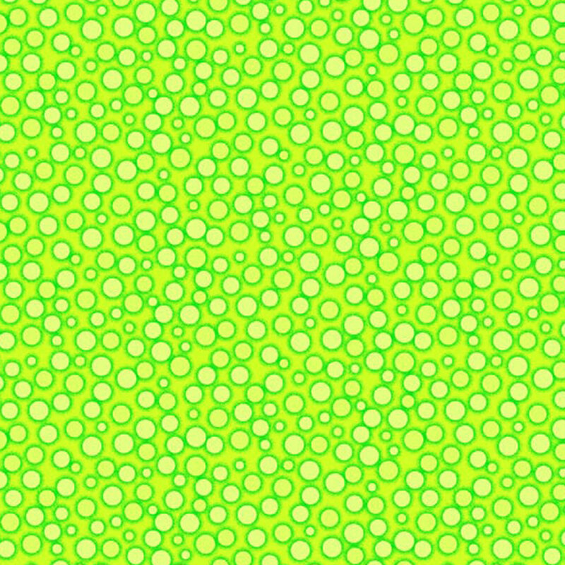 Bright lime green fabric packed with pale yellow spots