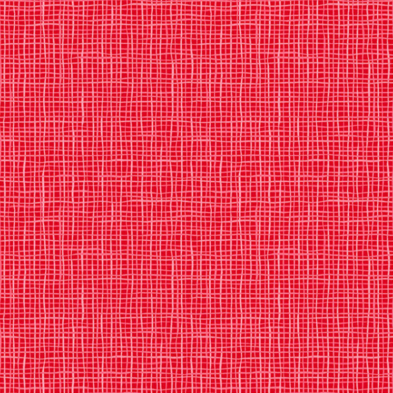 red fabric with thin pink and white lines designed to look like a textured weave