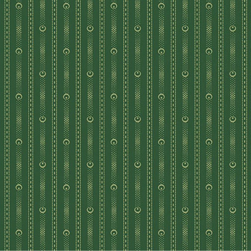 Dark green tonal fabric featuring a striped design with stitch marks and a chain-like design. 