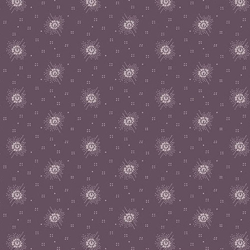 Mauve fabric featuring flowers surrounded by dots