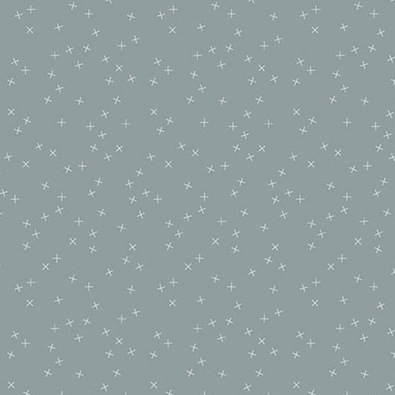 Medium gray fabric with small white X's scattered all over
