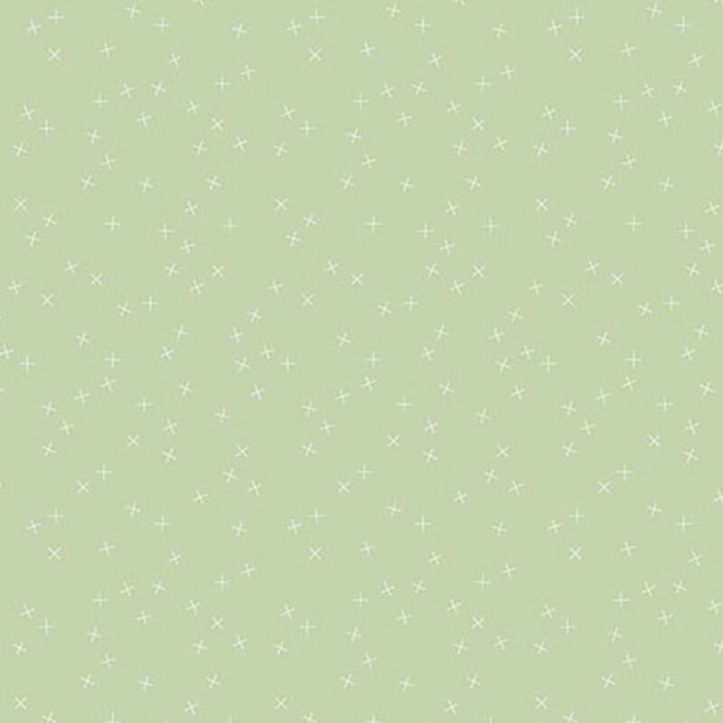 Light mint green fabric with small white X's scattered throughout