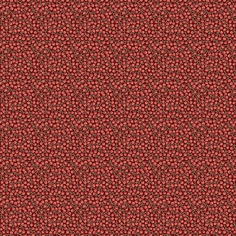 Red fabric with tiny red flower petals all over