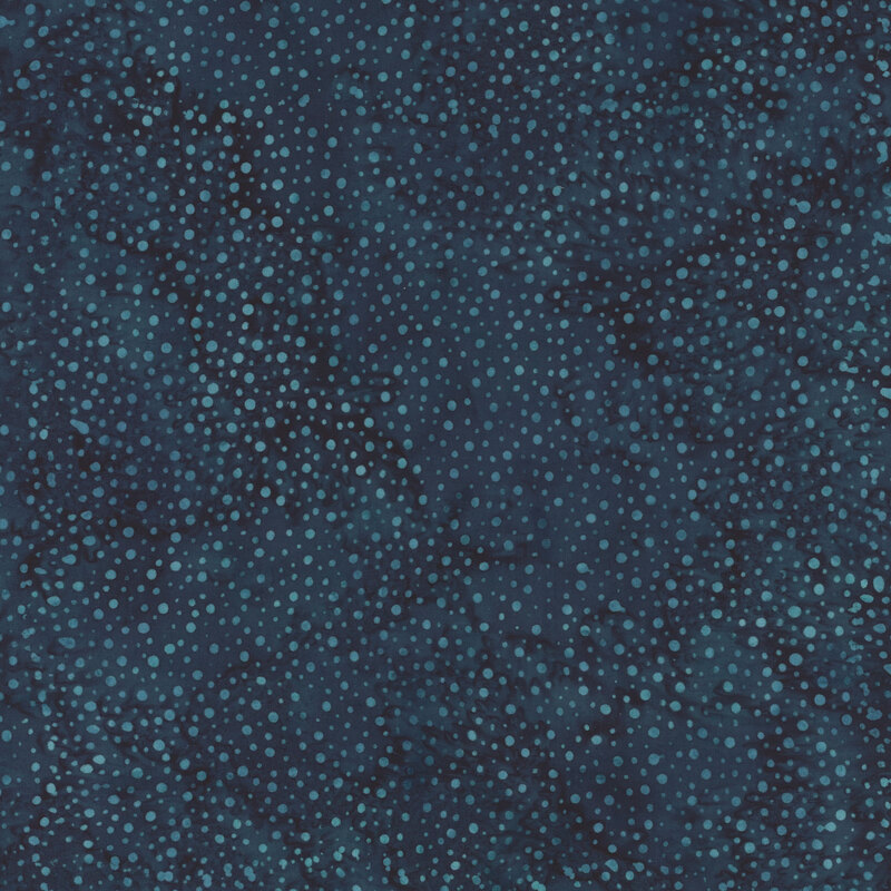 Dark blue fabric with scattered aqua dots.